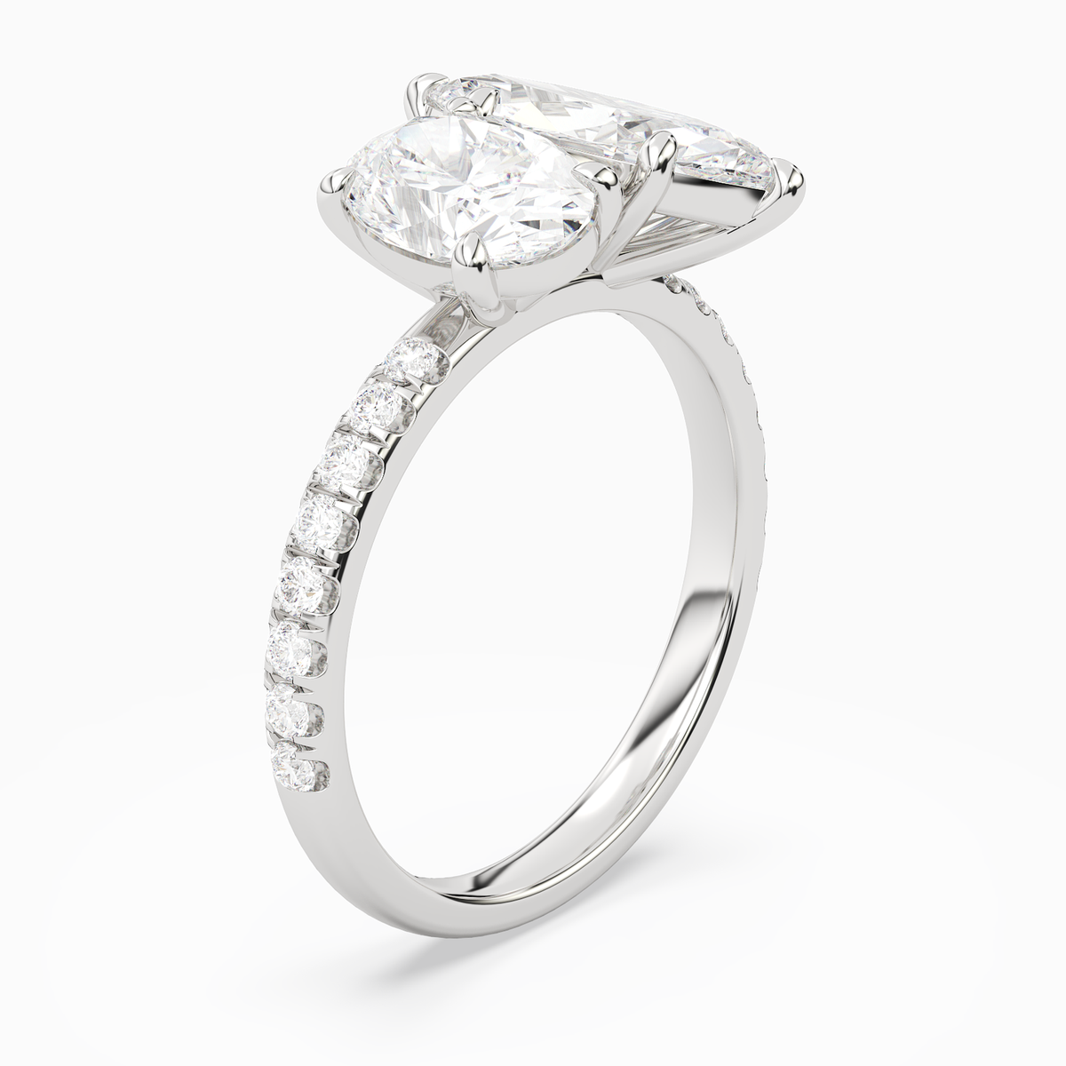 Oval & Marquise Accented Toi Et Moi in 14K White Gold angled