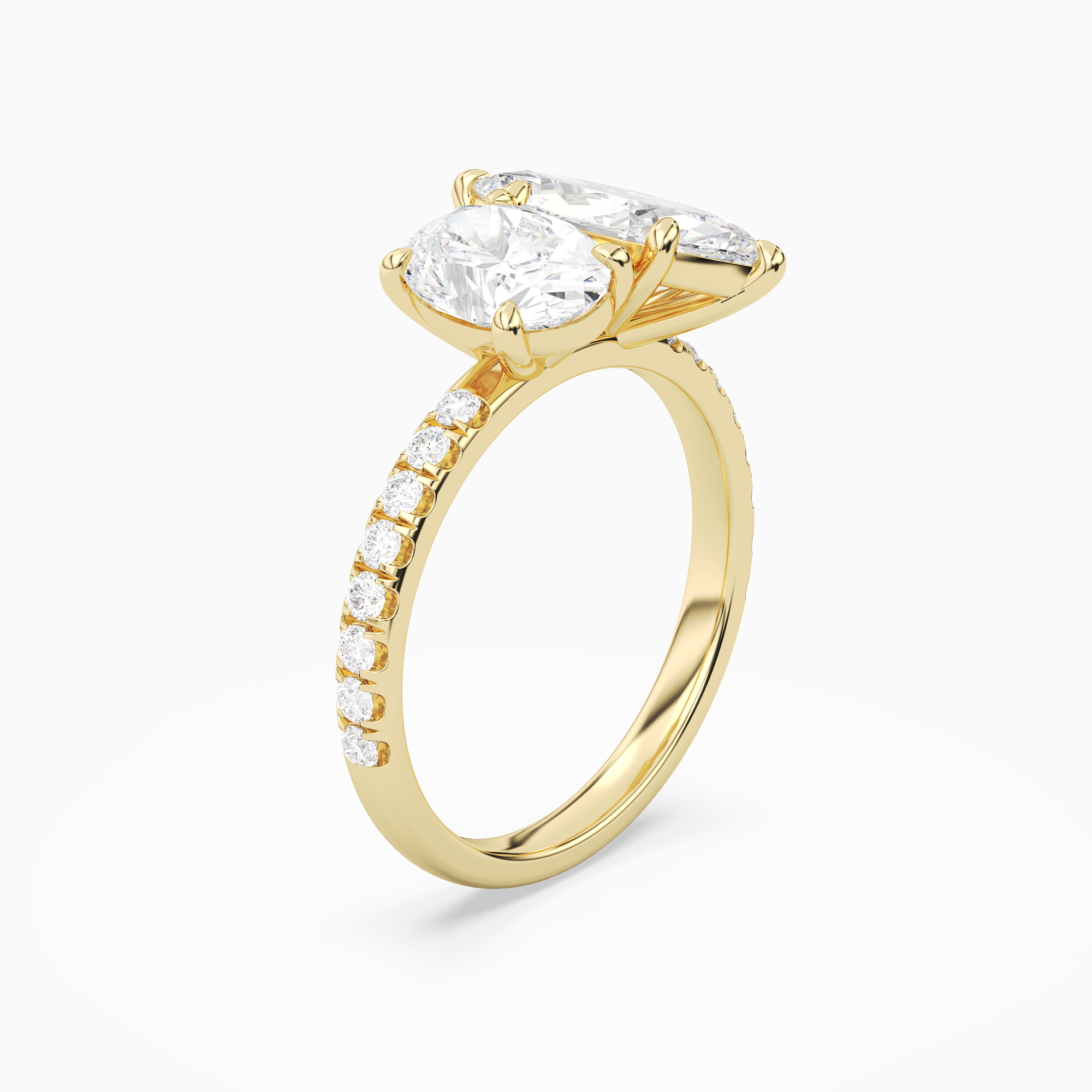 Oval & Marquise Accented Toi Et Moi in 18K Yellow Gold angled