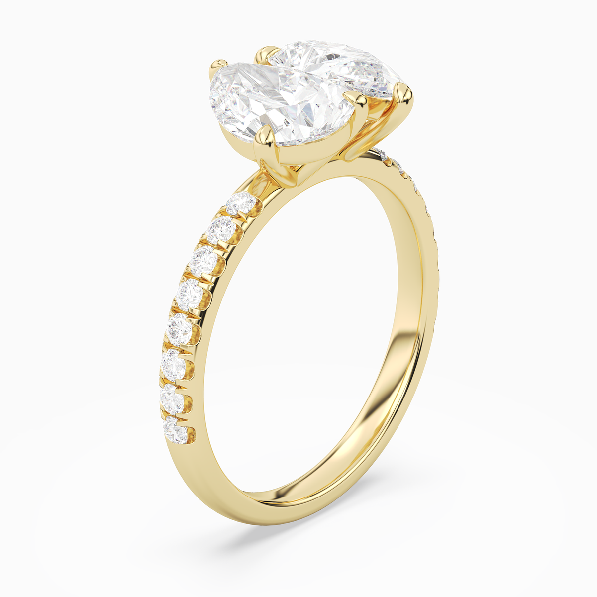 Pear & Pear Accented Toi Et Moi in 18K Yellow Gold angled