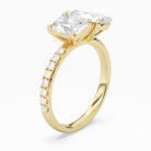 Radiant & Pear Accented Toi Et Moi in 18K Yellow Gold angled