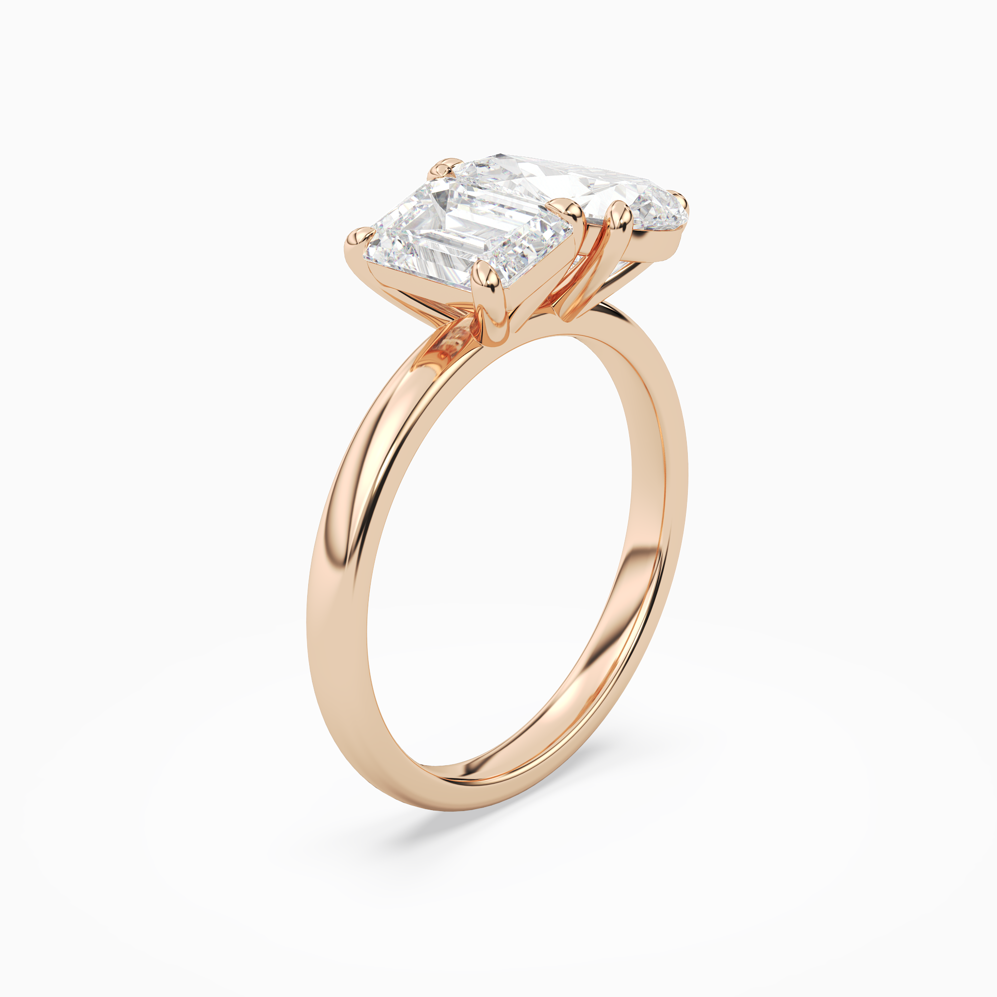 Emerald & Pear Clean Toi Et Moi in 14K Rose Gold angled