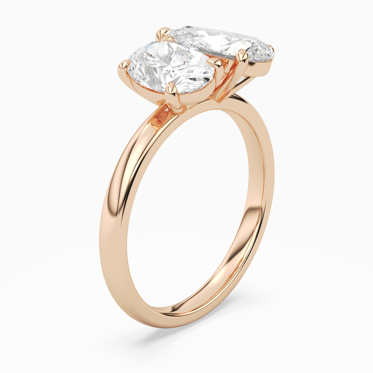 Oval & Pear Clean Toi Et Moi in 14K Rose Gold angled