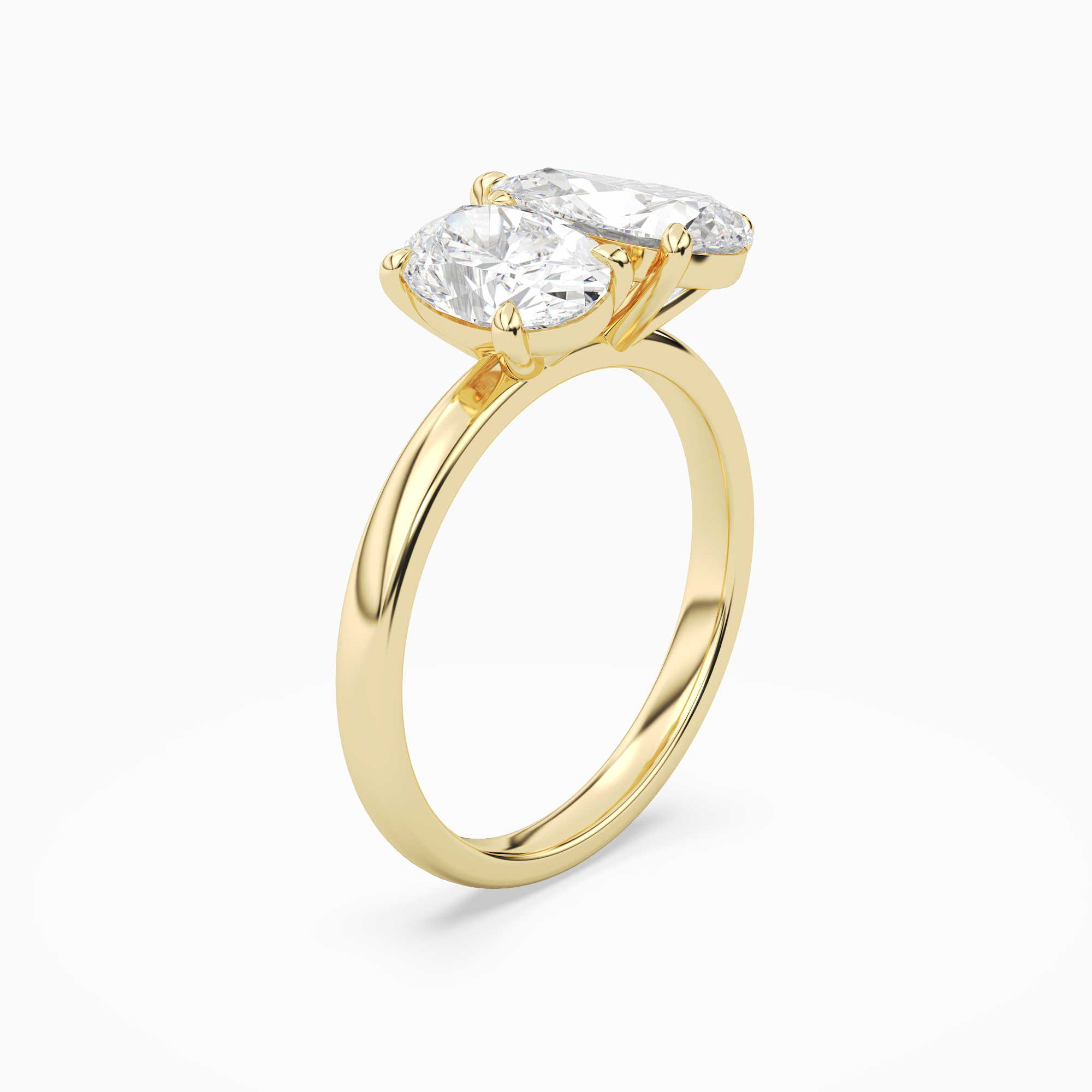 Oval & Pear Clean Toi Et Moi in 18K Yellow Gold angled