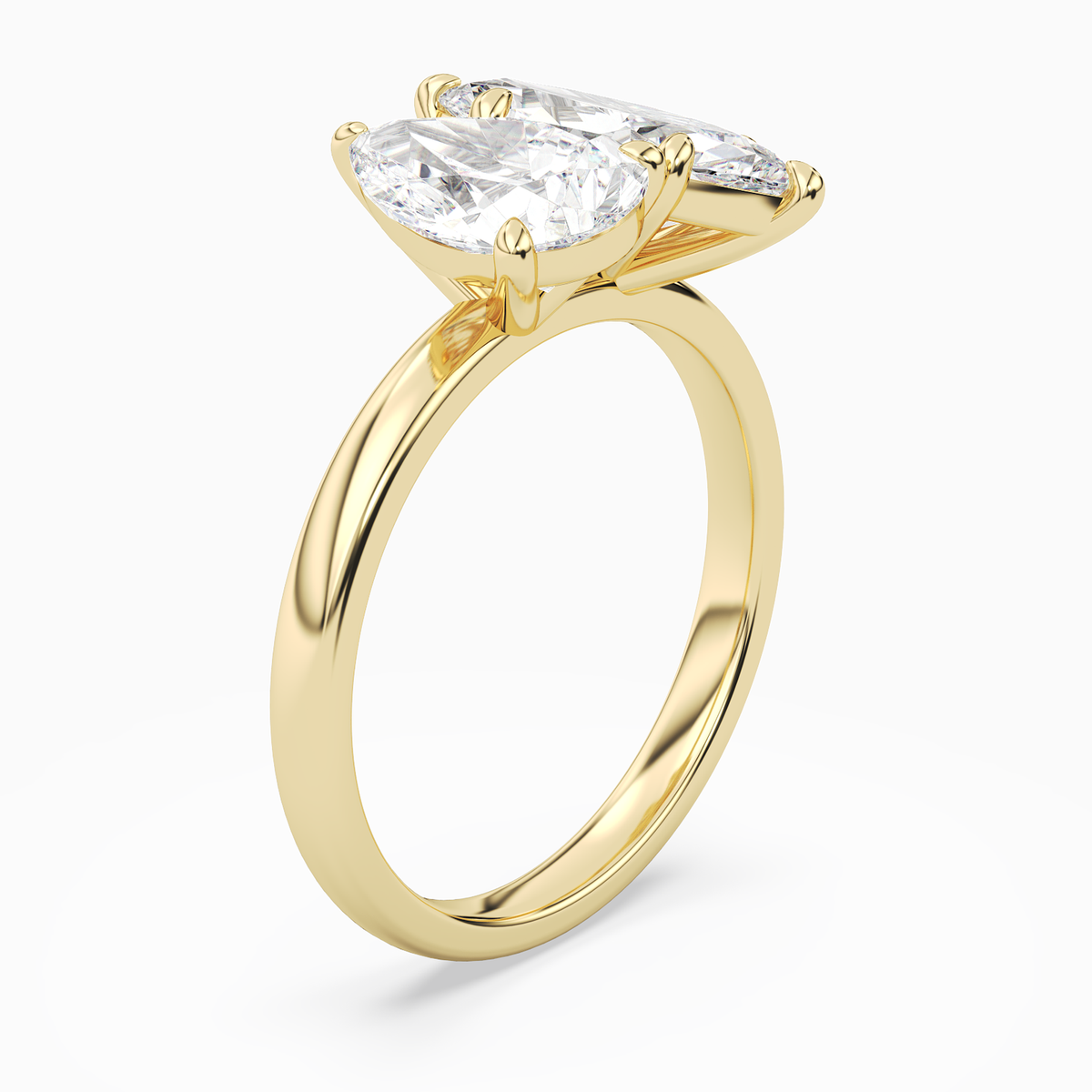 Pear & Marquise Clean Toi Et Moi in 14K Yellow Gold angled