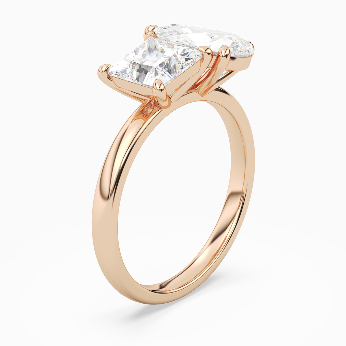 Princess & Pear Clean Toi Et Moi in 14K Rose Gold angled
