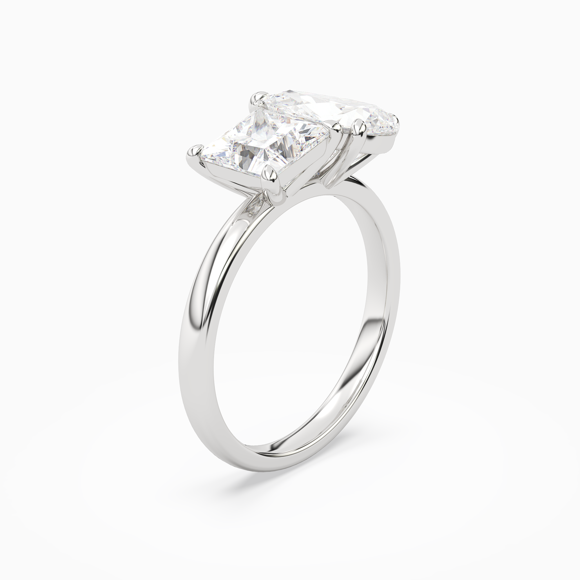 Princess & Pear Clean Toi Et Moi in 18K White Gold angled