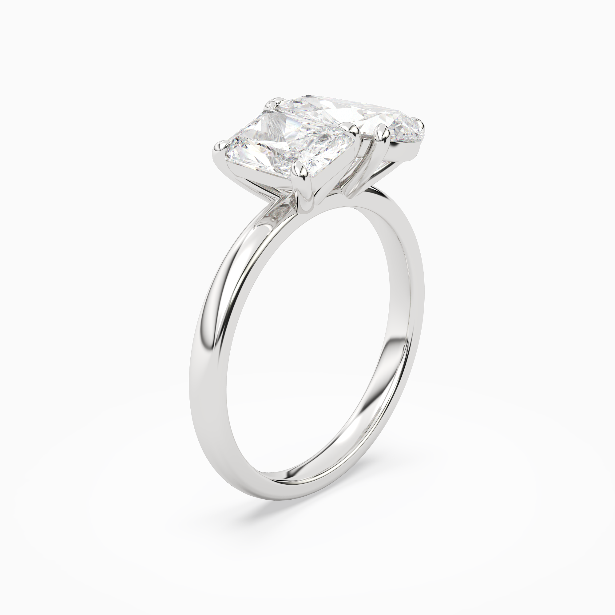 Radiant & Pear Clean Toi Et Moi in 14K White Gold angled