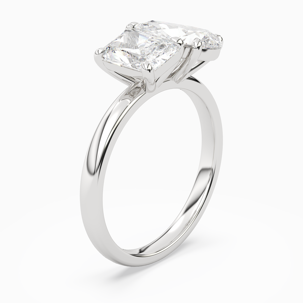 Radiant & Pear Clean Toi Et Moi in 14K White Gold angled