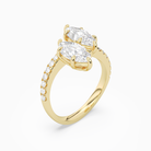 Marquise & Marquise Parallel Pavé Toi Et Moi in 14K Yellow Gold angled