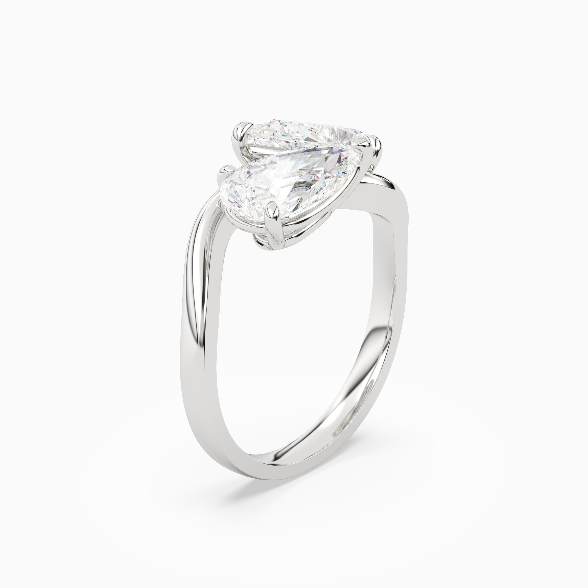Pear & Pear Crossover Toi Et Moi Plain in 18K White Gold angled