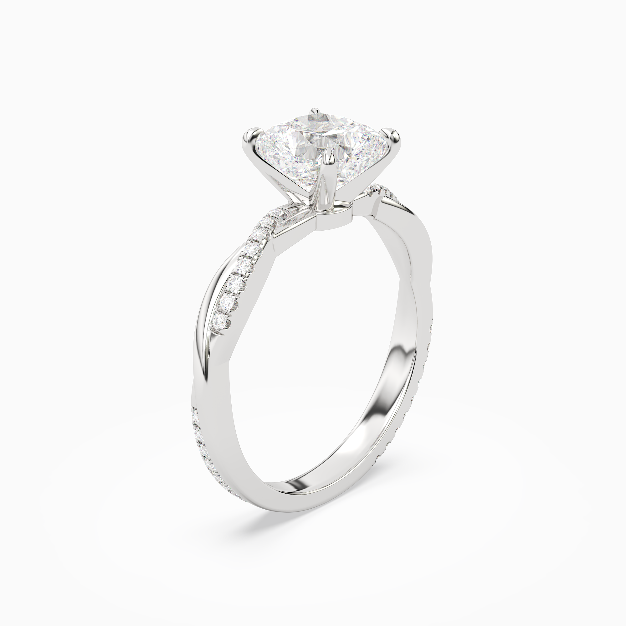 Cushion Twisted Vine Accented in Platinum angled