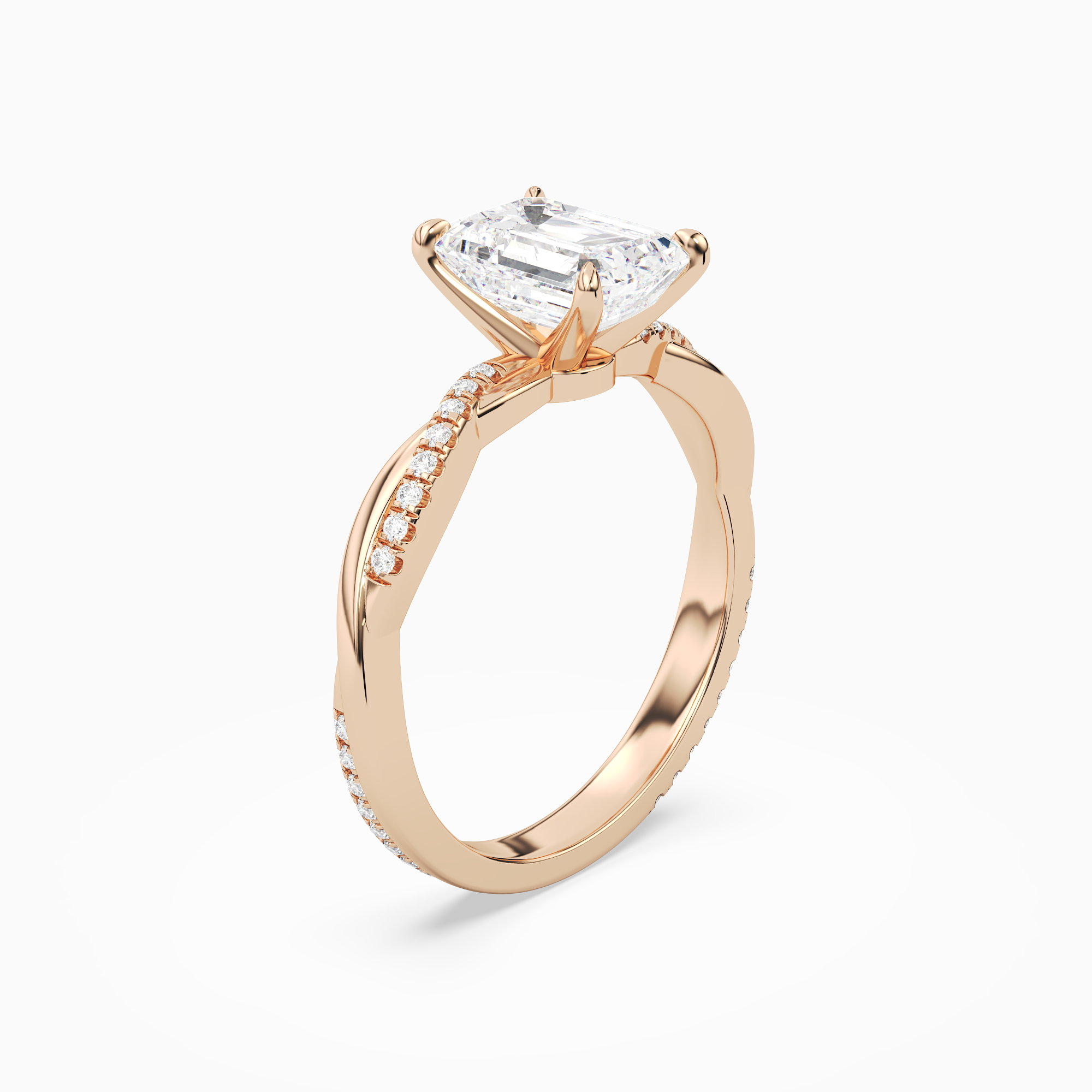 Emerald Twisted Vine Accented in 14K Rose Gold angled