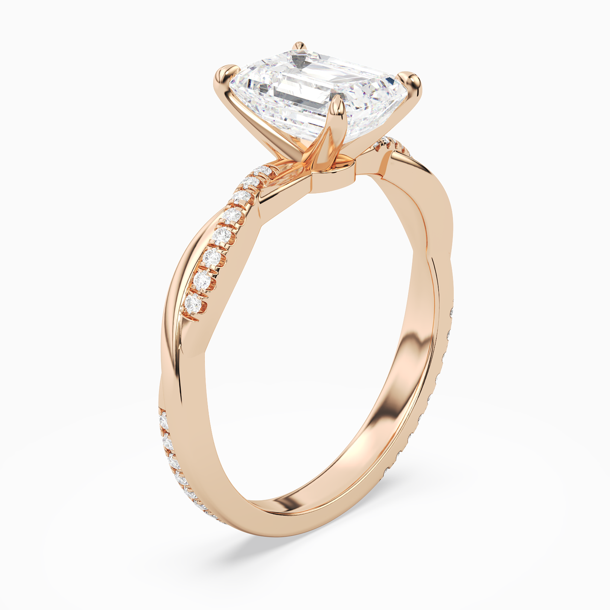 Emerald Twisted Vine Accented in 14K Rose Gold angled