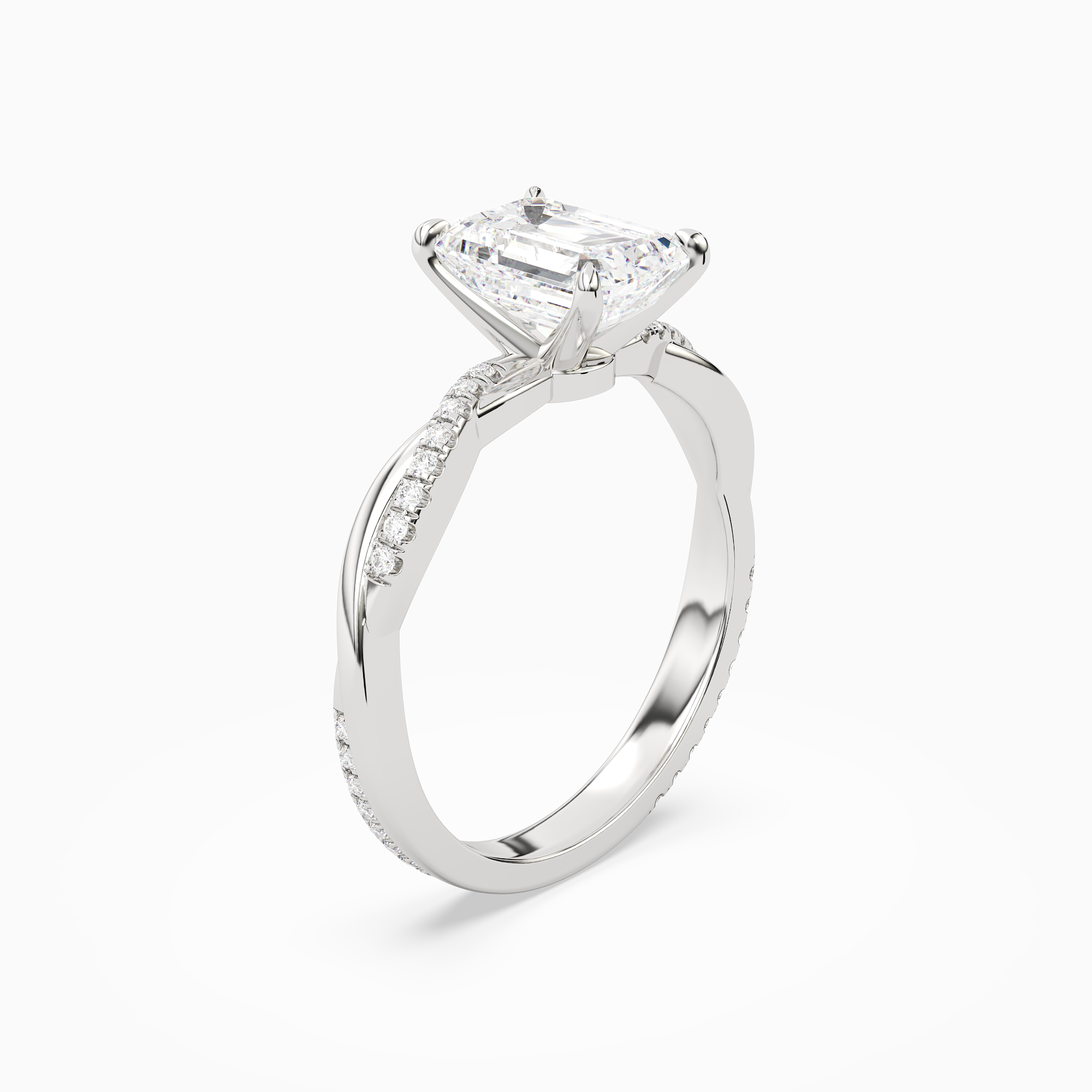 Emerald Twisted Vine Accented in 18K White Gold angled