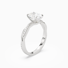 Oval Twisted Vine Accented in 14K White Gold angled