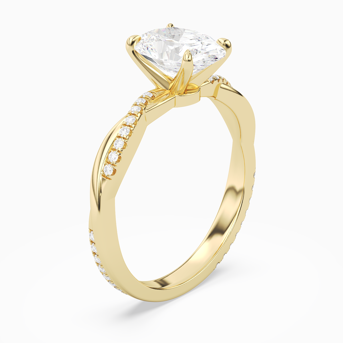Oval Twisted Vine Accented in 18K Yellow Gold angled