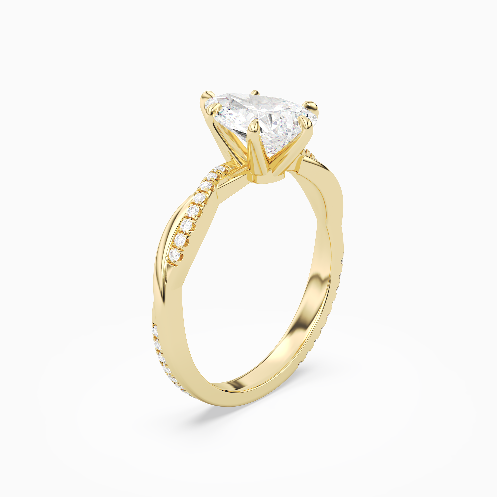 Pear Twisted Vine Accented in 14K Yellow Gold angled