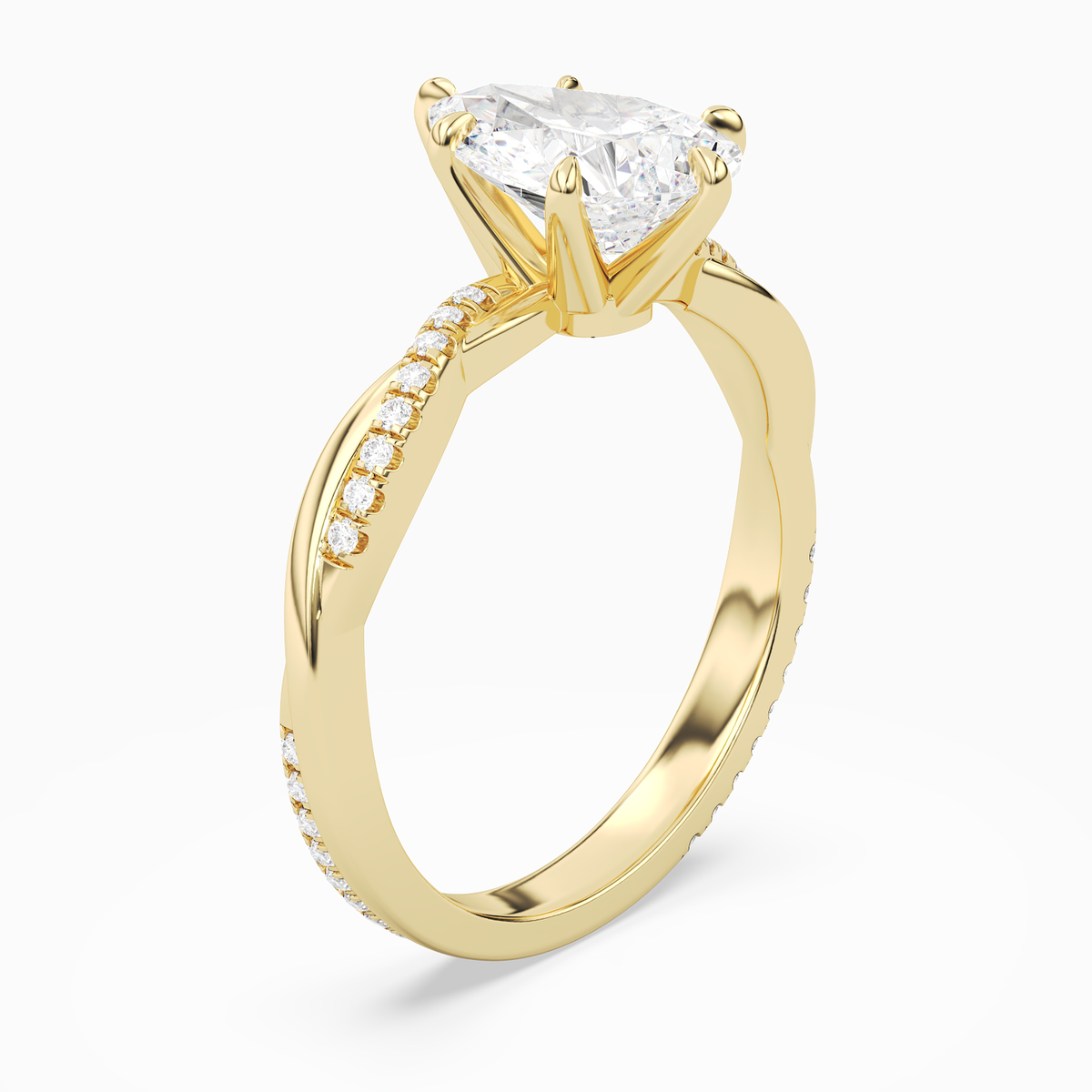 Pear Twisted Vine Accented in 14K Yellow Gold angled