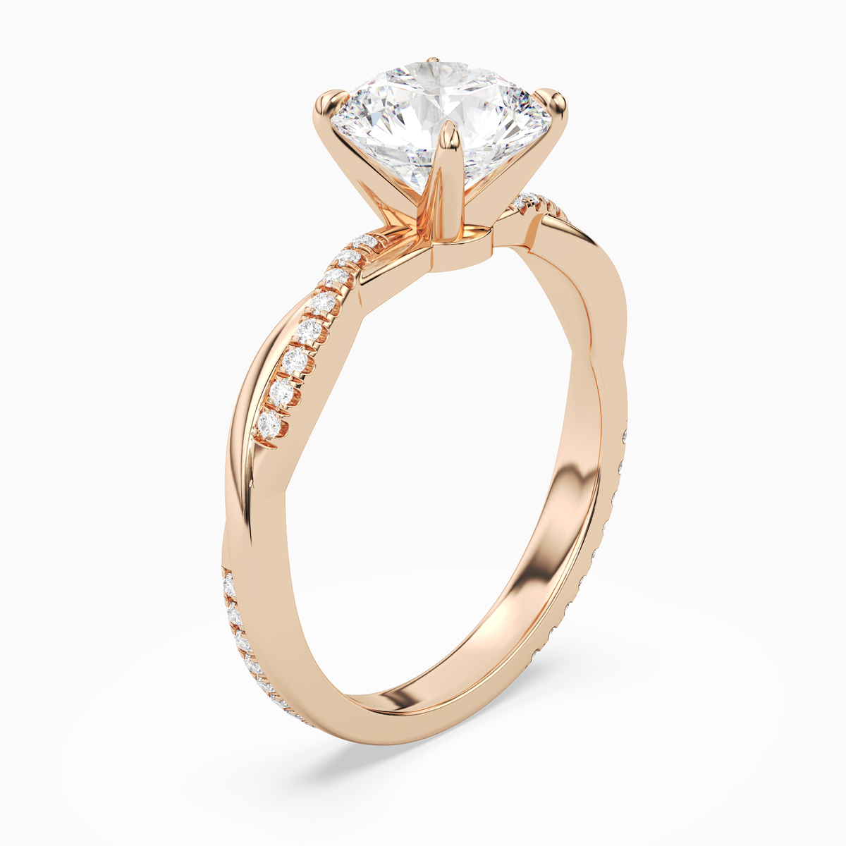 Round Twisted Vine Accented in 14K Rose Gold angled