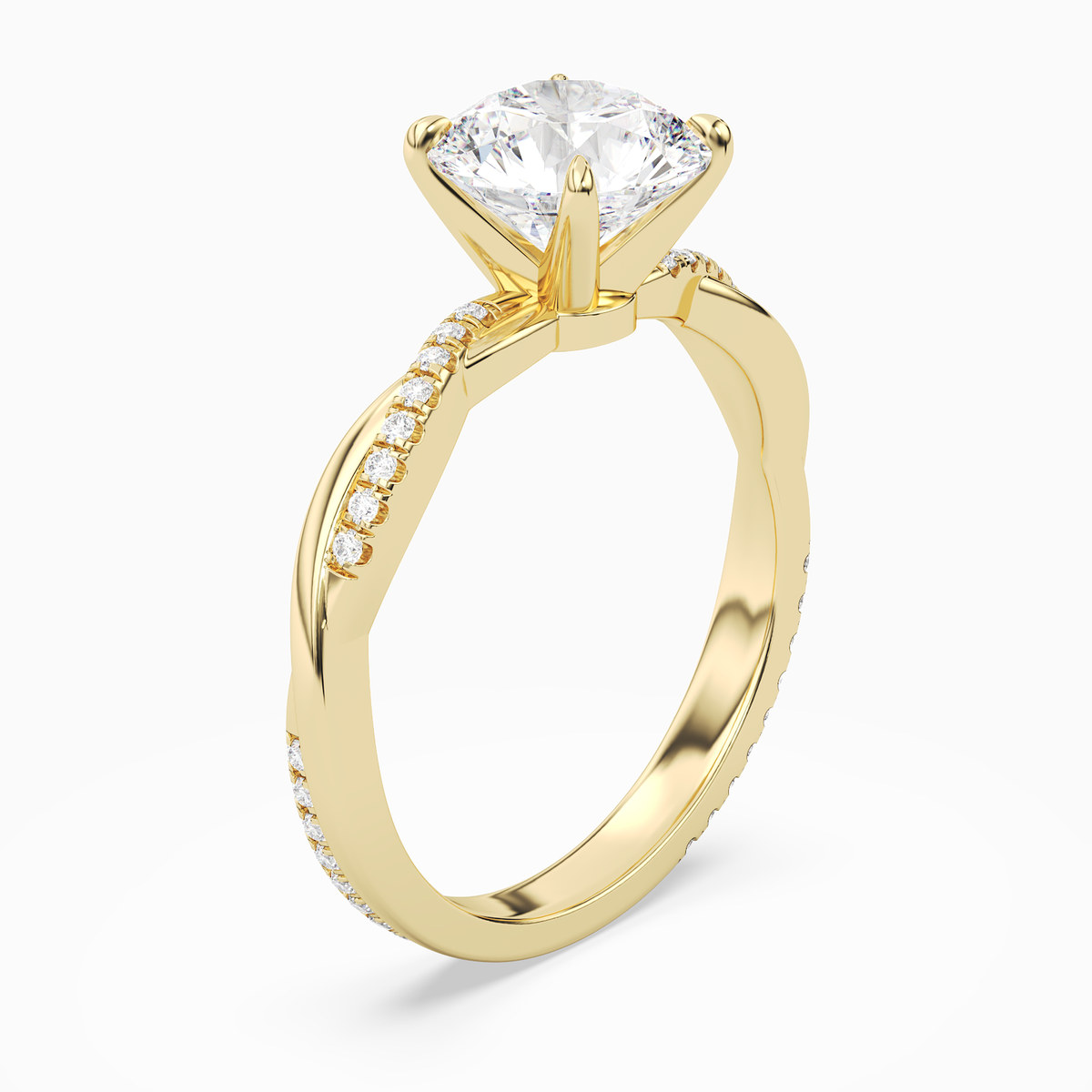 Round Twisted Vine Accented in 14K Yellow Gold angled