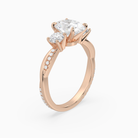 Oval Twisted Vine Three Stone in 14K Rose Gold angled