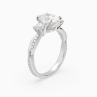 Oval Twisted Vine Three Stone in 18K White Gold angled