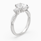 Oval Twisted Vine Three Stone in 18K White Gold angled
