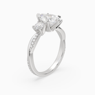 Pear Twisted Vine Three Stone in 14K White Gold angled