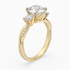 Round Twisted Vine Three Stone in 18K Yellow Gold angled