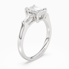 Emerald Baguette Three Stone Large Sides in 14K White Gold angled