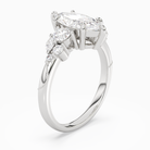 Marquise Composite Three Stone Ring in 14K White Gold angled