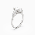Marquise Composite Three Stone Ring in Platinum angled