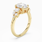 Oval Composite Three Stone Ring in 14K Yellow Gold angled