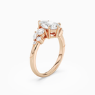 Pear Composite Three Stone Ring in 14K Rose Gold angled