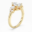 Pear Composite Three Stone Ring in 14K Yellow Gold angled
