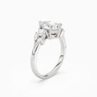 Pear Composite Three Stone Ring in 18K White Gold angled