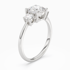 Cushion Classic Round Three Stone Large Sides in Platinum angled