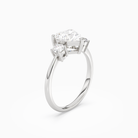 Heart Classic Round Three Stone Large Sides in 14K White Gold angled