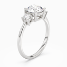 Round Classic Round Three Stone Large Sides in Platinum angled