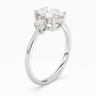 Oval Classic Round Three Stone Small Sides in Platinum angled