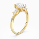 Oval Ornate Accented Three Stone in 14K Yellow Gold angled