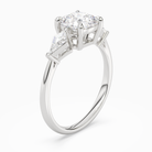 Cushion Kite Side Three Stone Large Sides in 14K White Gold angled
