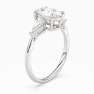 Oval Kite Side Three Stone Large Sides in 14K White Gold angled