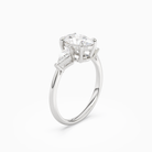 Oval Kite Side Three Stone Large Sides in Platinum angled