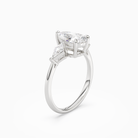 Pear Kite Side Three Stone Large Sides in Platinum angled