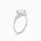 Round Kite Side Three Stone Large Sides in 18K White Gold angled