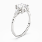 Cushion Kite Side Three Stone Small Sides in 14K White Gold angled