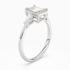 Emerald Kite Side Three Stone Small Sides in Platinum angled