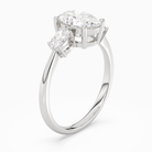 Oval Classic Three Stone in Platinum angled