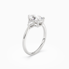Pear Trillion Three Stone Large Sides in 14K White Gold angled